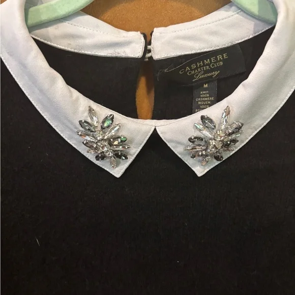 Charter Club Black and White Crew Neck Sweater - Picture 3 of 5